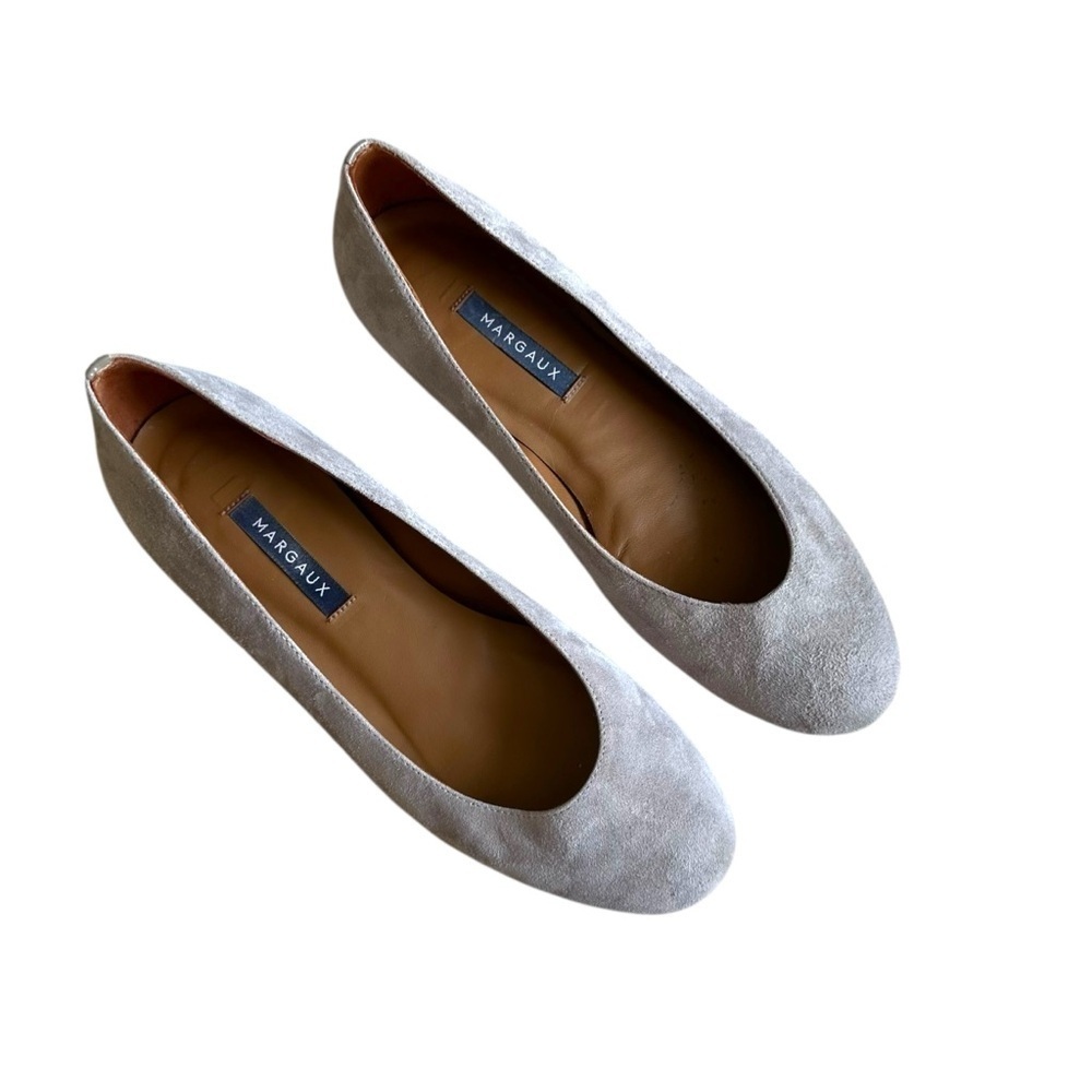 Margaux Classic Suede Ballet Flats Flint Gray Size 38